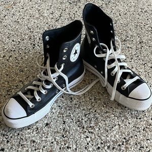 Black leather Converse